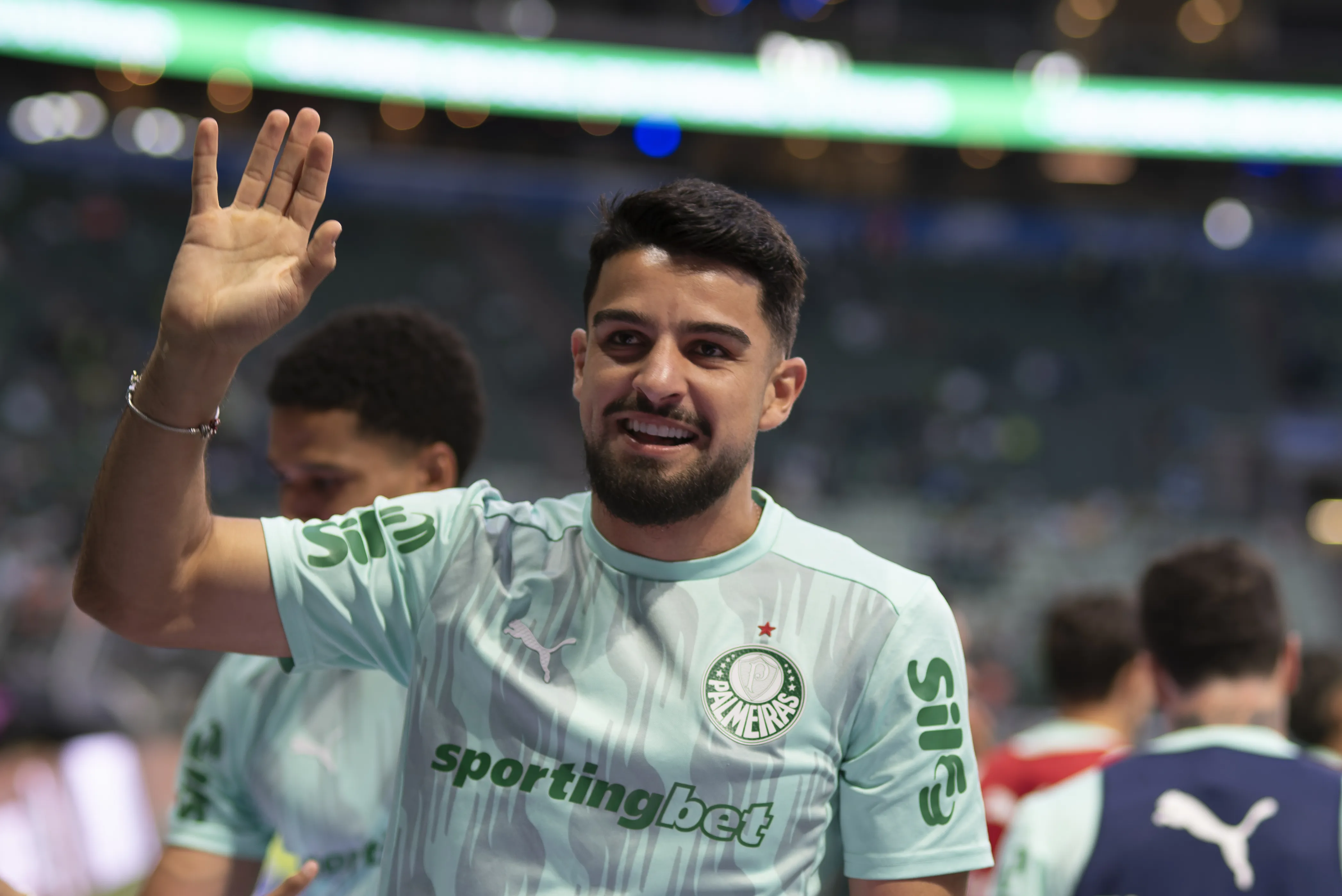 SP – SAO PAULO – 13/09/2025 – BRASILEIRO A 2025, PALMEIRAS X INTERNACIONAL – Flaco Lopez jogador do Palmeiras durante aquecimento antes da partida contra o Internacional no estadio Arena Allianz Parque pelo campeonato Brasileiro A 2025. Foto: Anderson Romao/AGIF