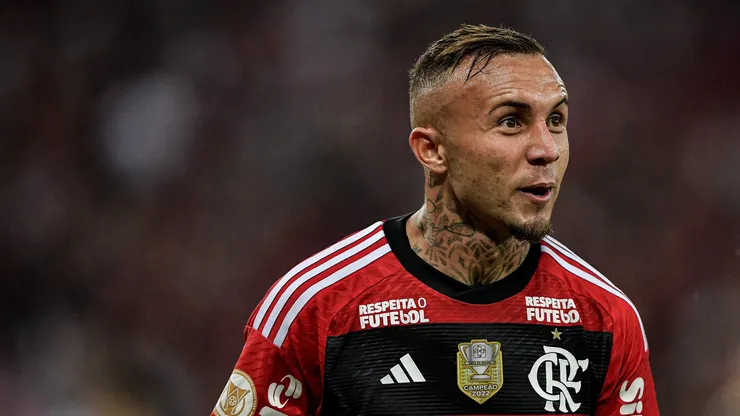 Everton Cebolinha jogador do Flamengo comemora seu gol durante partida contra o Gremio no estadio Maracana pelo campeonato BRASILEIRO A 2023.