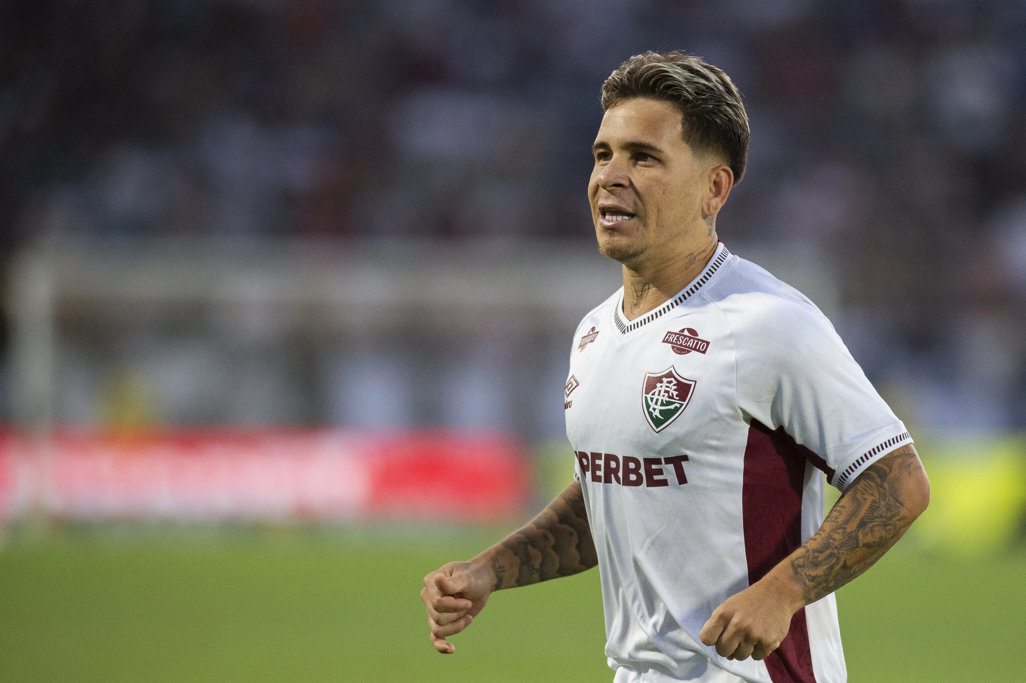 SP – BRAGANCA PAULISTA – 23/08/2025 – BRASILEIRO A 2025, BRAGANTINO X FLUMINENSE – Soteldo jogador do Fluminense durante partida contra o Bragantino no estadio Cicero De Souza Marques pelo campeonato Brasileiro A 2025. Foto: Anderson Romao/AGIF