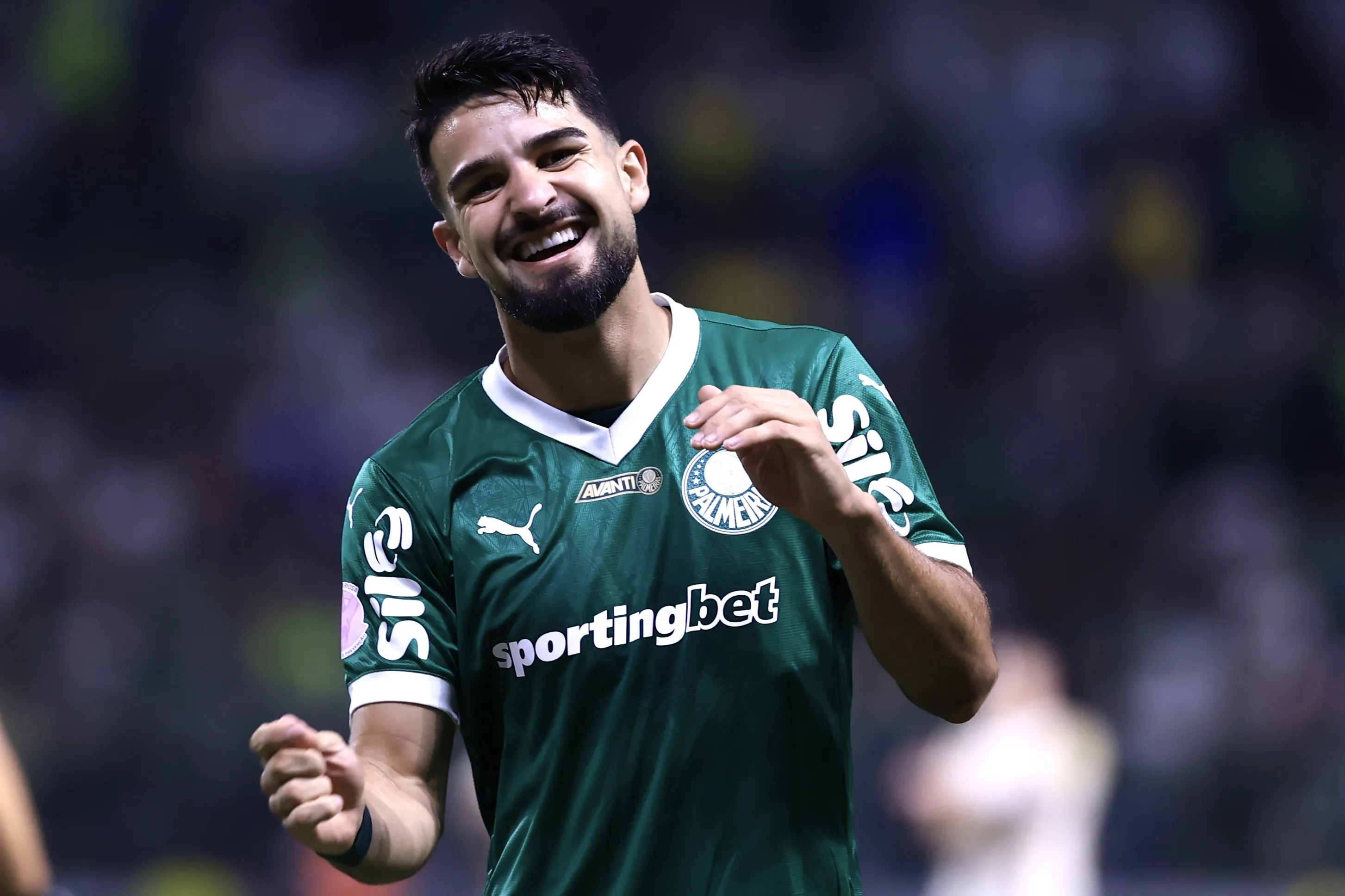 SP – SAO PAULO – 01/10/2025 – BRASILEIRO A 2025, PALMEIRAS X VASCO – Flaco Lopez jogador do Palmeiras comemora seu gol durante partida contra o Vasco no estadio Arena Allianz Parque pelo campeonato Brasileiro A 2025. Foto: Marcello Zambrana/AGIF