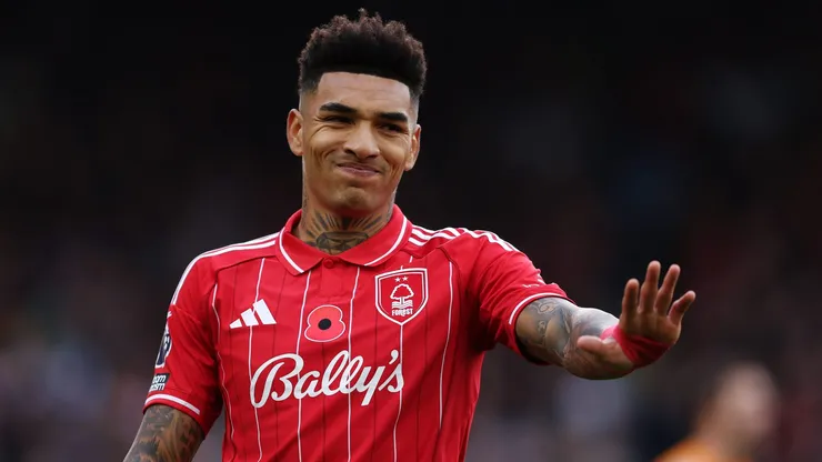 NOTTINGHAM, ENGLAND - NOVEMBER 09: Igor Jesus of Nottingham Forest reacts during the Premier League match between Nottingham Forest and Leeds United at City Ground on November 09, 2025 in Nottingham, England. (Photo by Matt McNulty/Getty Images)