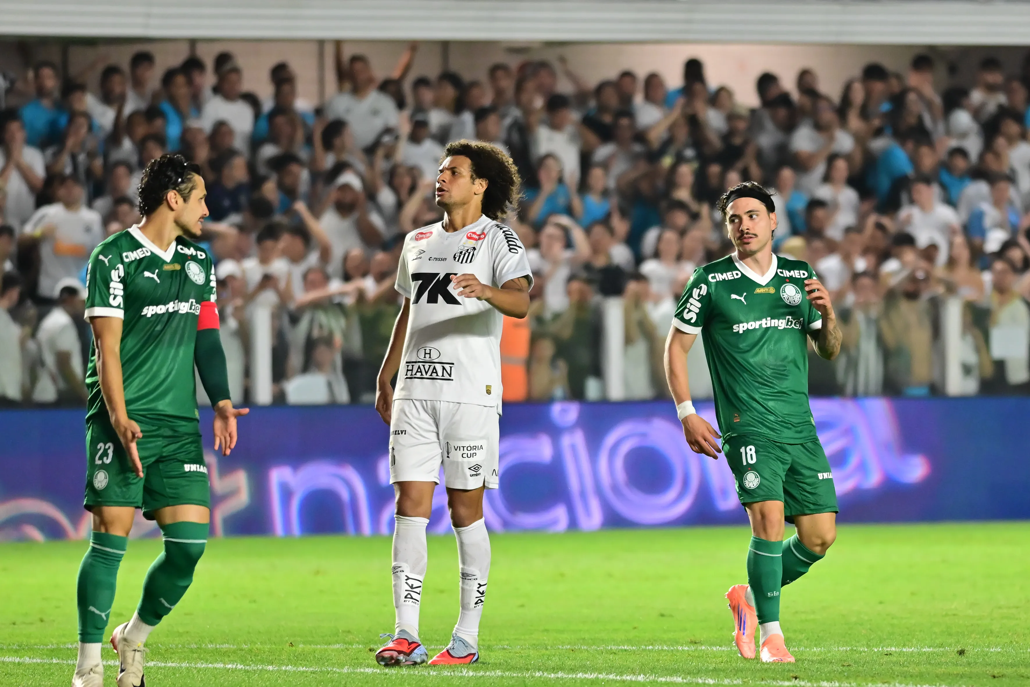 SP – SANTOS – 15/11/2025 – BRASILEIRO A 2025, SANTOS X PALMEIRAS – Willian Arao jogador do Santos durante partida contra o Palmeiras no estadio Vila Belmiro pelo campeonato Brasileiro A 2025. Foto: Jota Erre/AGIF