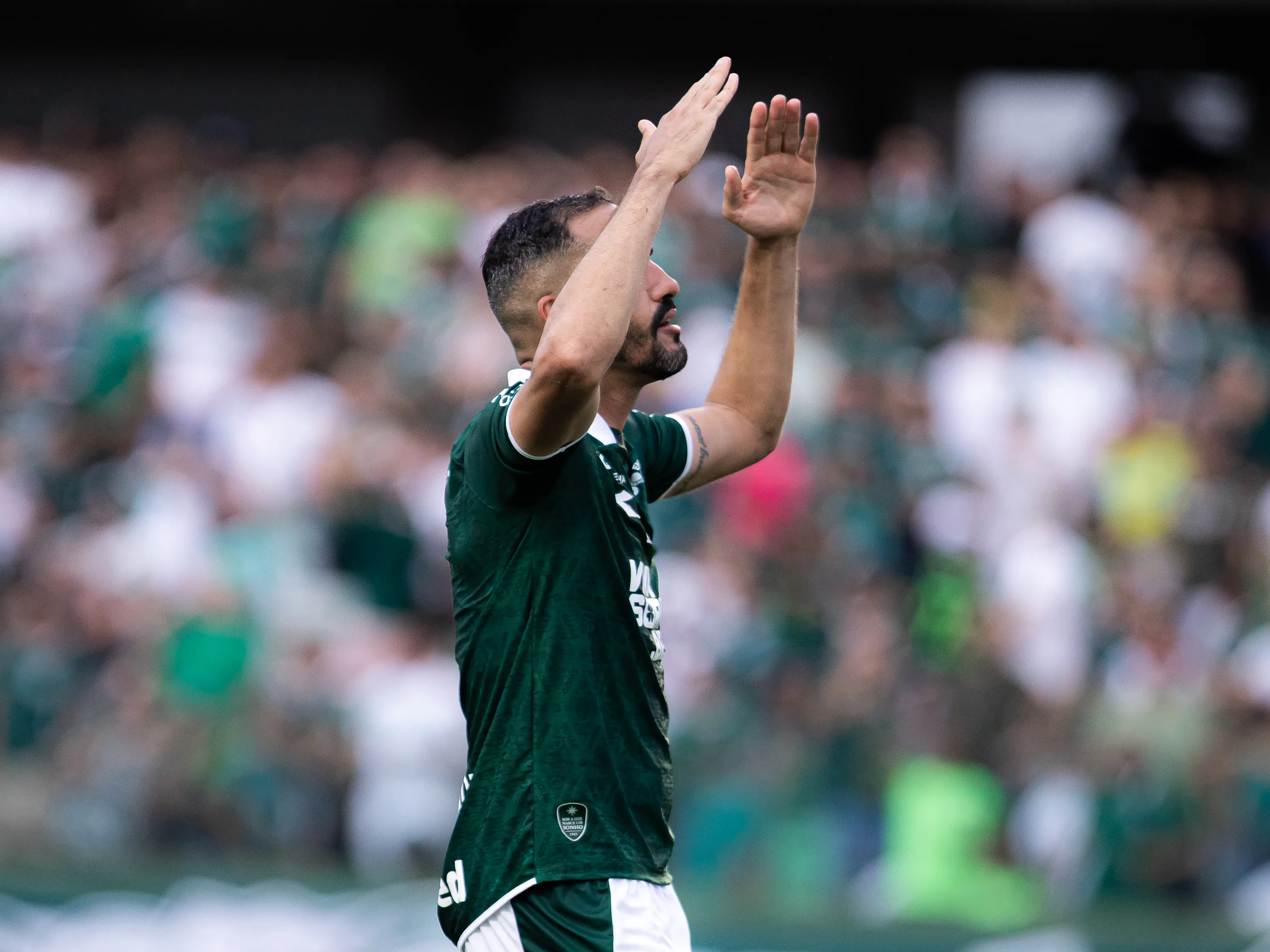 Anselmo Ramon jogador do Goias comemora seu gol com jogadores do seu time durante partida contra o Novorizontino no estadio Serrinha pelo campeonato Brasileiro B 2025. Foto: Mateus Dutra/AGIF