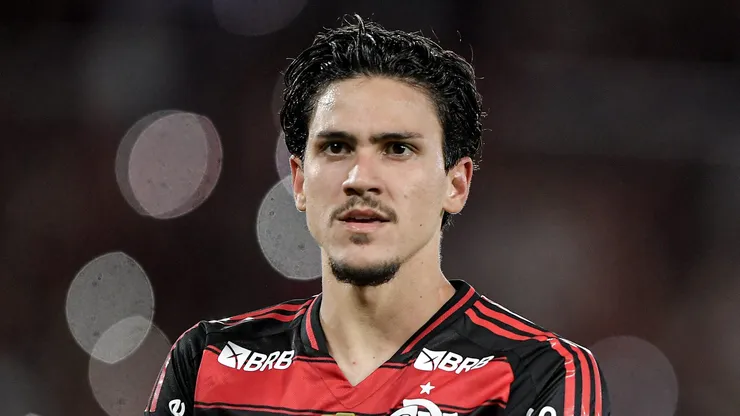 Pedro jogador do Flamengo comemora seu gol durante partida contra o Vitoria no estadio Maracana pelo campeonato Brasileiro A 2025. Foto: Thiago Ribeiro/AGIF