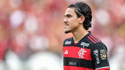 Pedro jogador do Flamengo durante partida contra o Corinthians no estadio Maracana pelo campeonato Brasileiro A 2024.