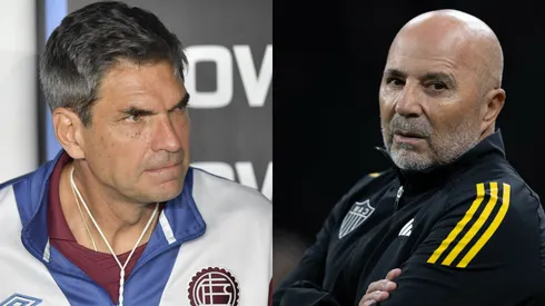 Mauricio Pellegrino técnico do Lanús durante no estádio São Januário | Jorge Sampaoli durante partida no estádio Arena Corinthians. Foto: Joisel Amaral/AGIF |Thiago Ribeiro/AGIF