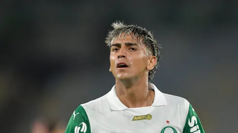 Facundo Torres jogador do Palmeiras durante partida contra o Fluminense no estadio Maracana pelo campeonato Brasileiro A 2025.