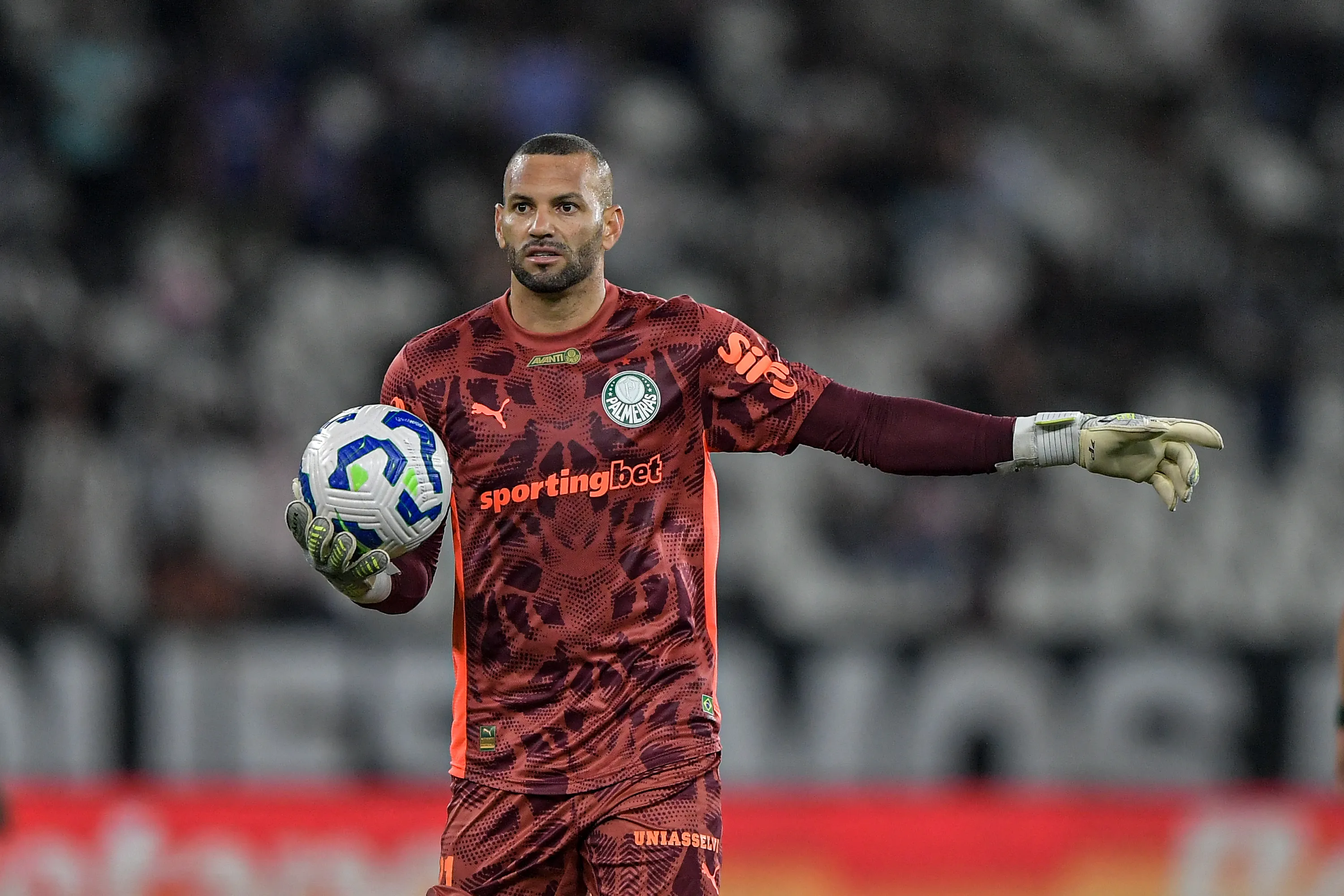 Weverton goleiro do Palmeiras durante partida contra o Botafogo no estadio Engenhao pelo campeonato Brasileiro A 2025. Foto: Thiago Ribeiro/AGIF