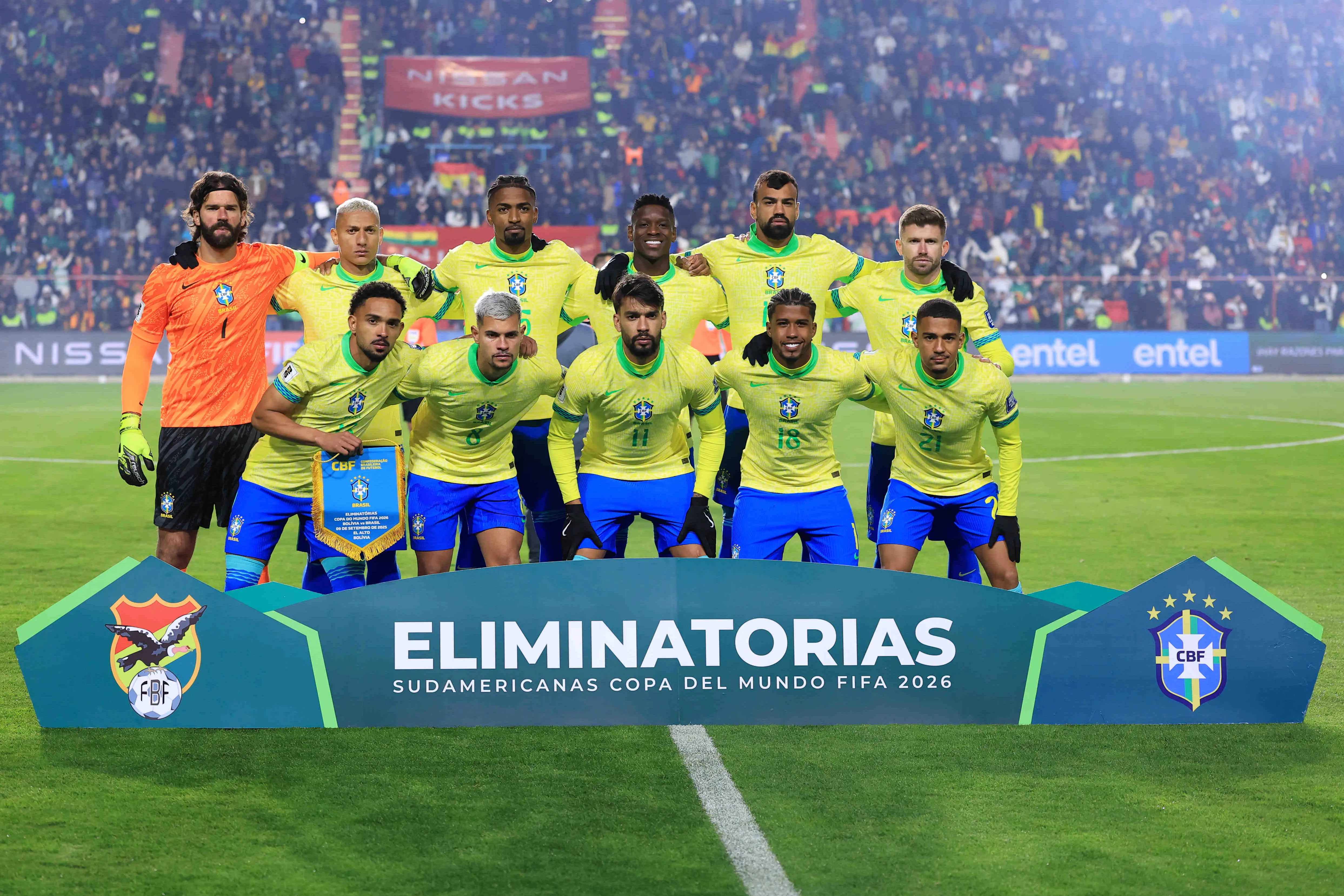 Elenco do Brasil em partida das Eliminatórias para a Copa do Mundo 2026.  (Photo by Buda Mendes/Getty Images)