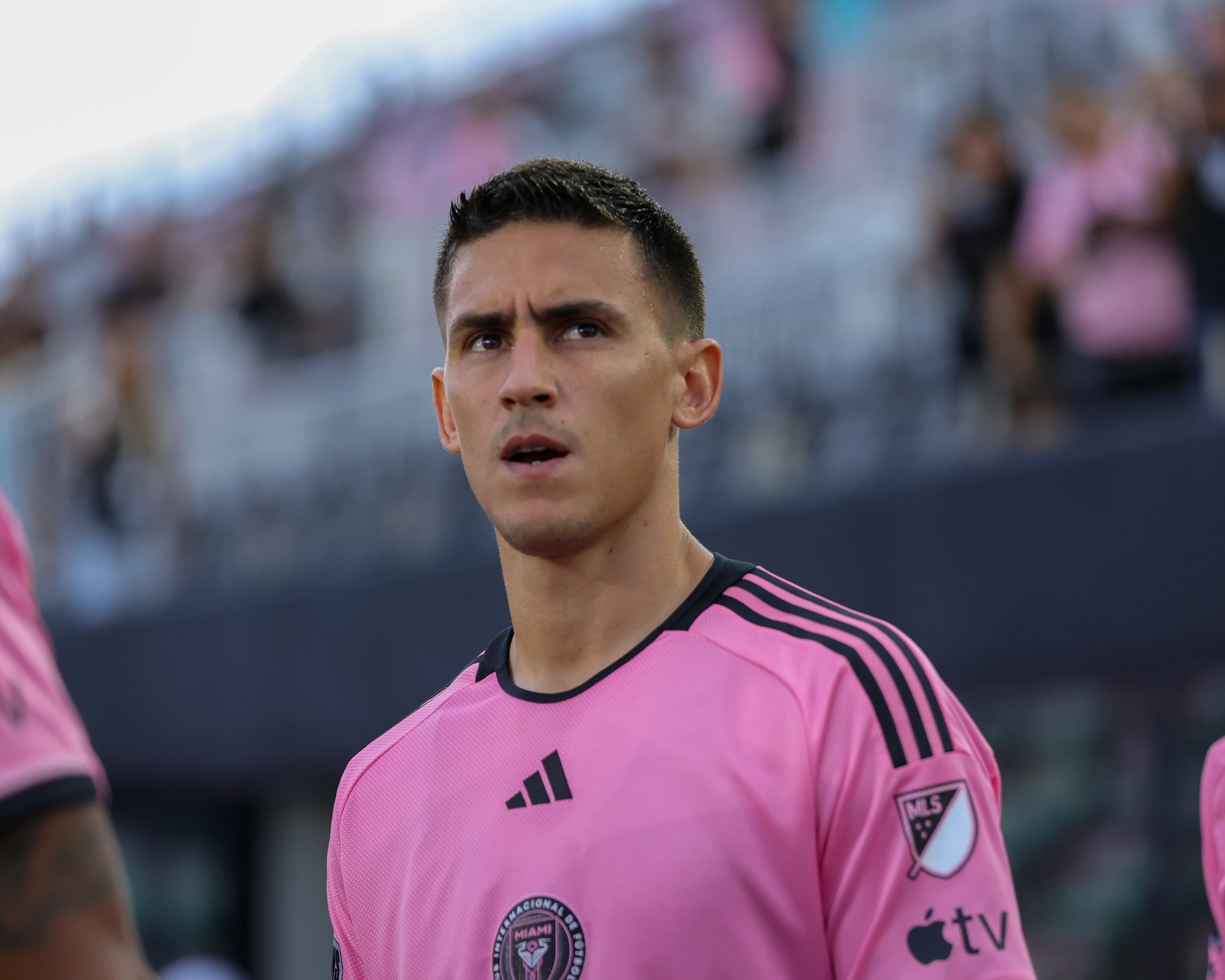 FORT LAUDERDALE, FLORIDA – AUGUST 8: Forward Matias Rojas #7 of Inter Miami looks on at the Inter Miami CF v Toronto FC: Round of 32 – Leagues Cup 2024 game at Chase Stadium on August 8, 2024 in Fort Lauderdale, Florida. (Photo by Chris Arjoon/Getty Images)