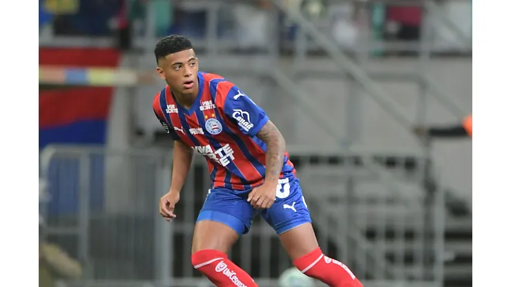 KaueFurquim jogador do Bahia durante partida contra o Flamengo no estadio Fonte Nova pelo campeonato Brasileiro A 2025. Foto: Jhony Pinho/AGIF