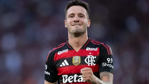 Saul jogador do Flamengo comemora gol durante partida contra o Gremio no estadio Maracana pelo campeonato Brasileiro A 2025. Foto: Jorge Rodrigues/AGIF