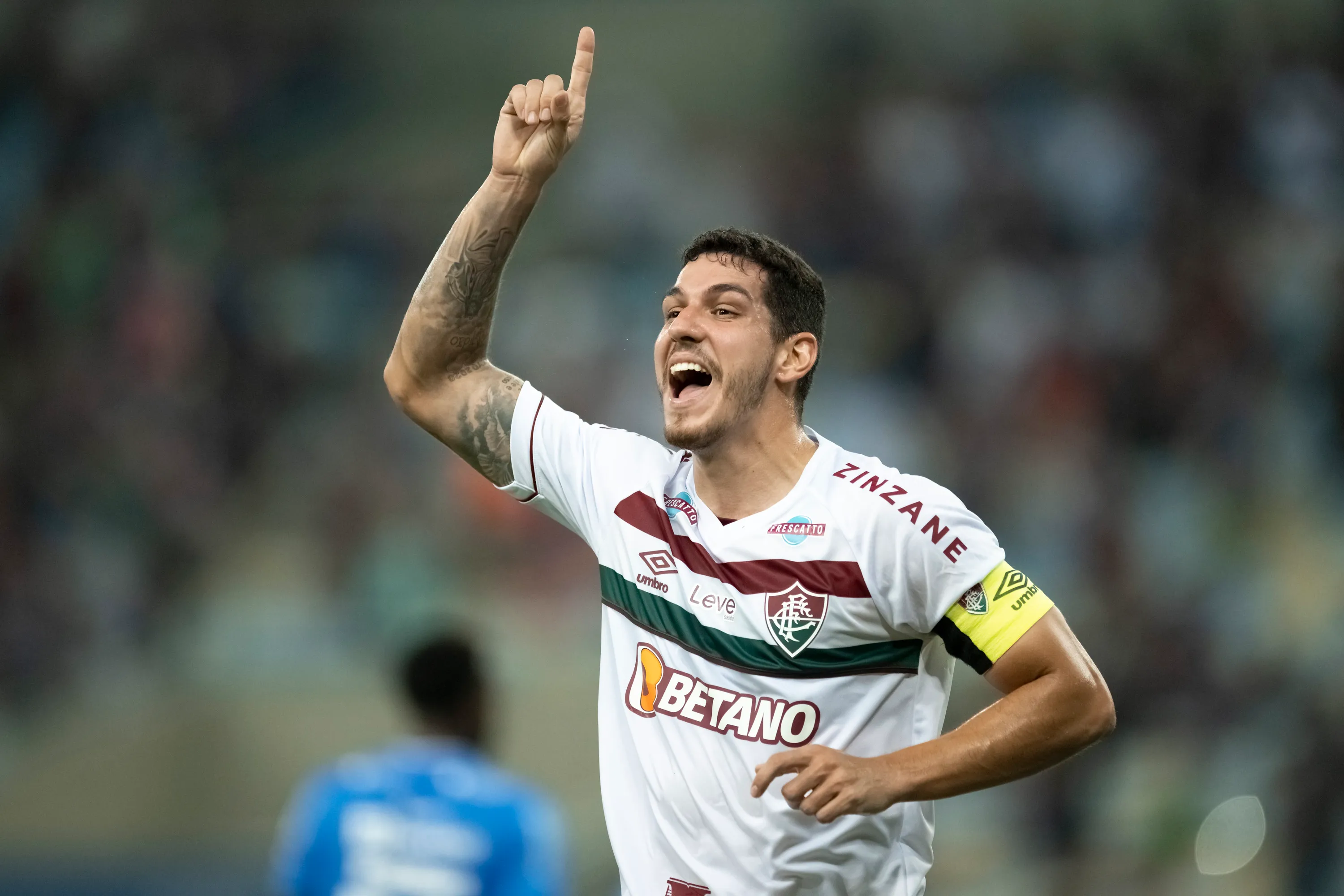 RJ – RIO DE JANEIRO – 12/04/2023 – COPA DO BRASIL 2023, FLUMINENSE X PAYSANDU – Nino jogador do Fluminense comemora seu gol durante partida contra o Paysandu no estadio Maracana pelo campeonato Copa do Brasil 2023. Foto: Jorge Rodrigues/AGIF