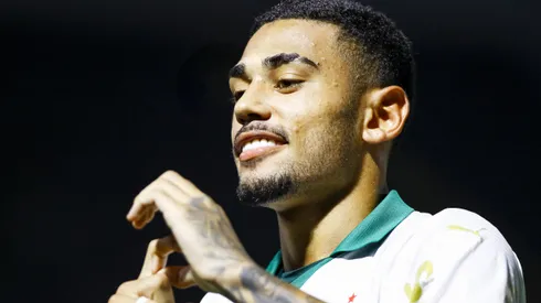 Riquelme Fillipi jogador do Palmeiras comemora seu gol durante partida contra o Osasco Audax no estadio Arena Barueri pelo campeonato Copa Sao Paulo 2025. Foto: Marco Miatelo/AGIF