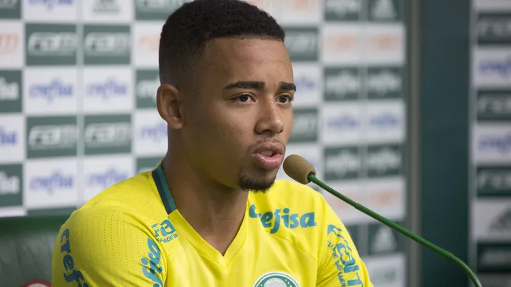 Gabriel Jesus durante coletiva de imprensa do Palmeiras no CT Academia de Futebol - Barra Funda.
