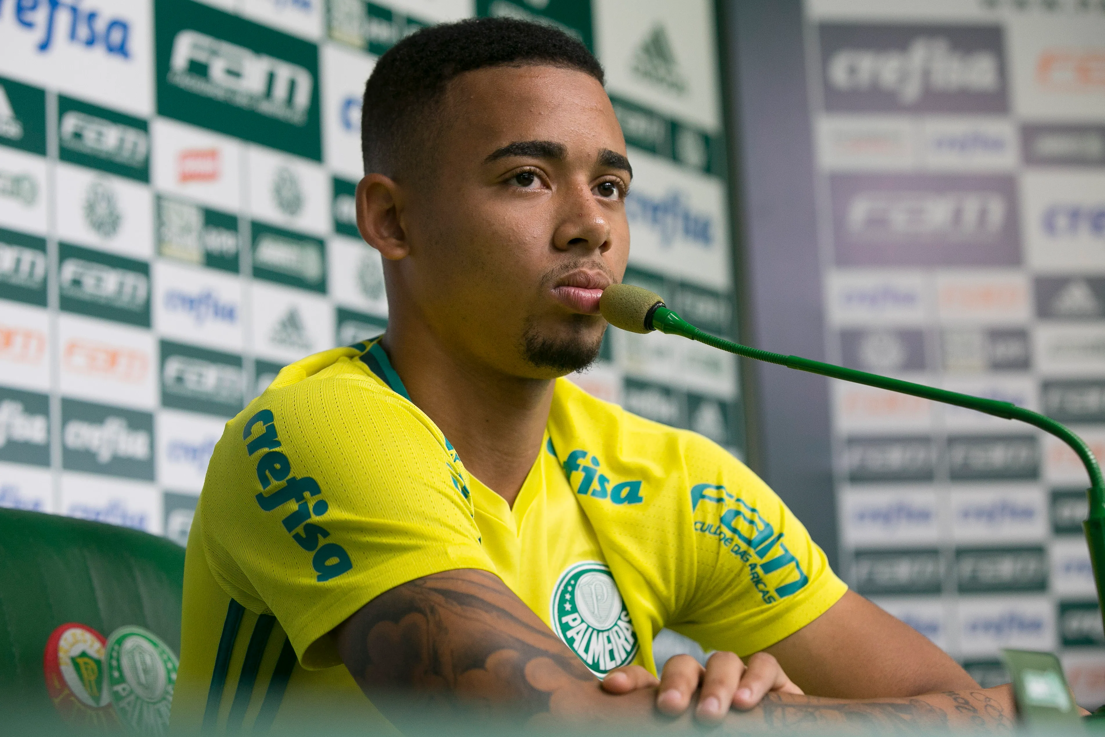 SAO PAULO – SP – 07/12/2016 – COLETIVA DO PALMEIRAS – Atacante Gabriel Jesus  durante coletiva de imprensa do Palmeiras no CT Academia de Futebol – Barra Funda. Foto: Daniel Vorley/AGIF.