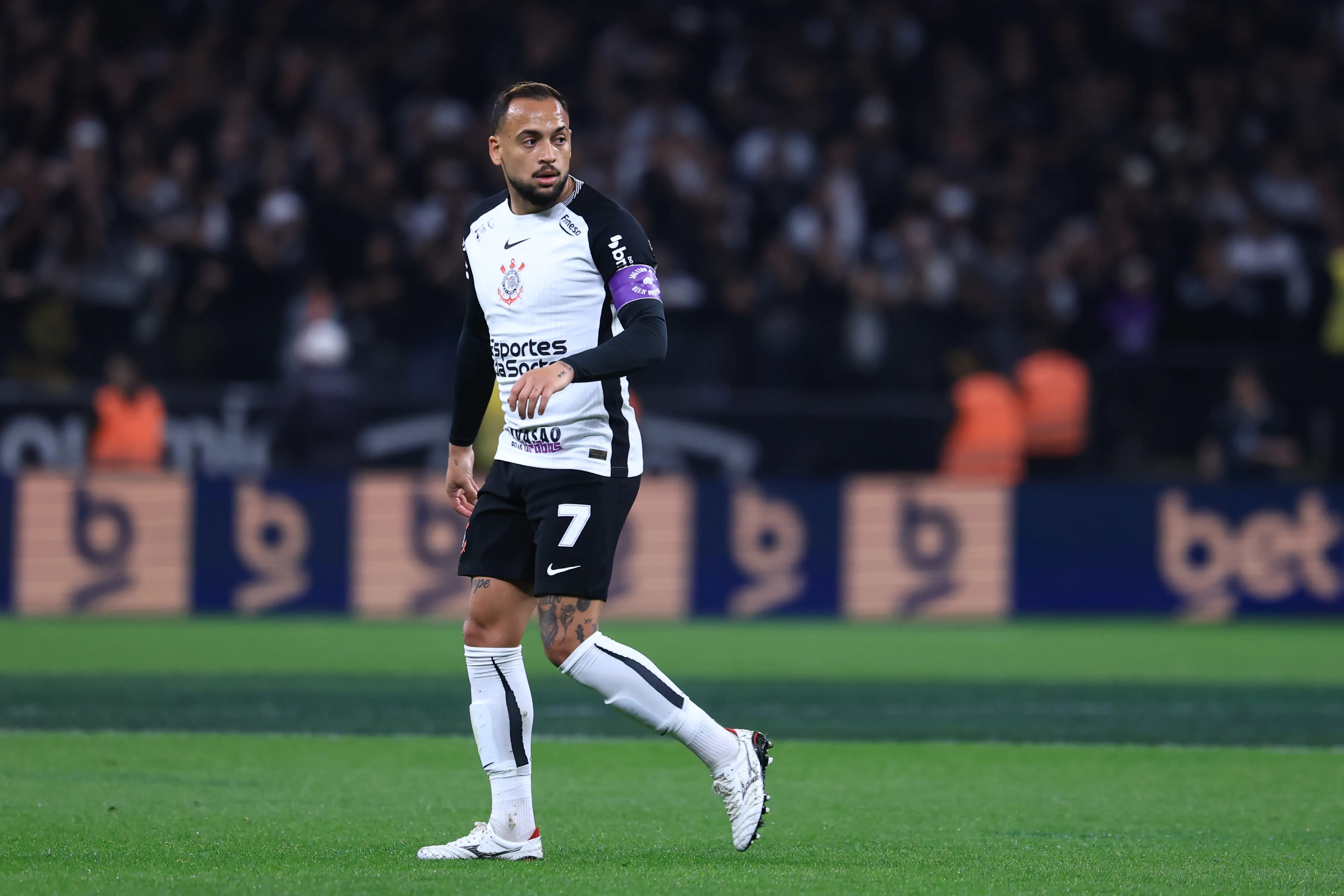 Maycon jogador do Corinthians durante partida contra o Athletico-PR no estadio Arena Corinthians pelo campeonato Copa Do Brasil 2025. Foto: Marcello Zambrana/AGIF