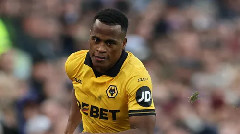 Jhon Arias of Wolverhampton Wanderers during the Premier League match between Aston Villa and Wolverhampton Wanderers at Villa Park on November 30, 2025 in Birmingham, England. (Photo by Michael Steele/Getty Images)