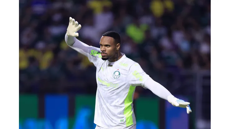 Carlos Miguel goleiro do Palmeiras durante partida contra o Fluminense no estadio Arena Allianz Parque pelo campeonato Brasileiro A 2025. Foto: Marcello Zambrana/AGIF