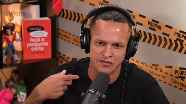 Souza não perdoou e fez provocação contra o Palmeiras. Foto: Reprodução PodPah