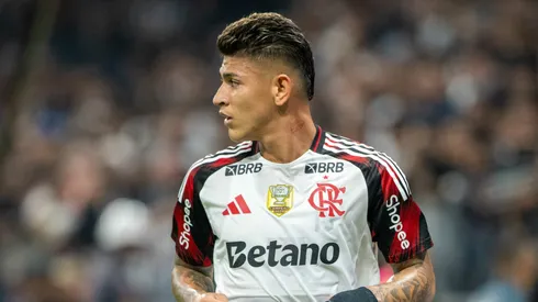 Jorge Carrascal jogador do Flamengo durante partida contra o Corinthians no estadio Arena Corinthians pelo campeonato Brasileiro A 2025.