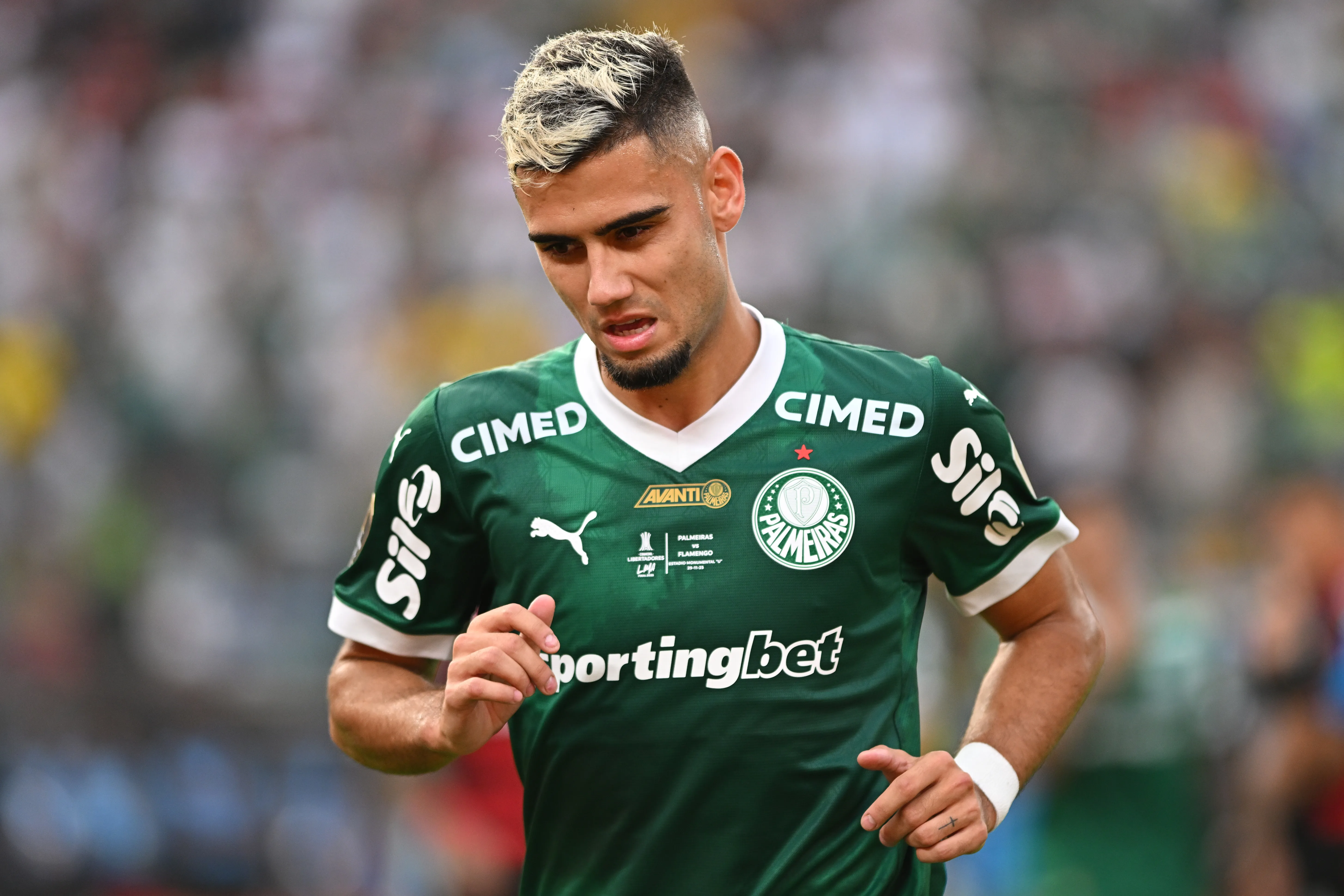 Andreas Pereira em campo pelo Palmeiras. Foto: Rodrigo Valle/Getty Images