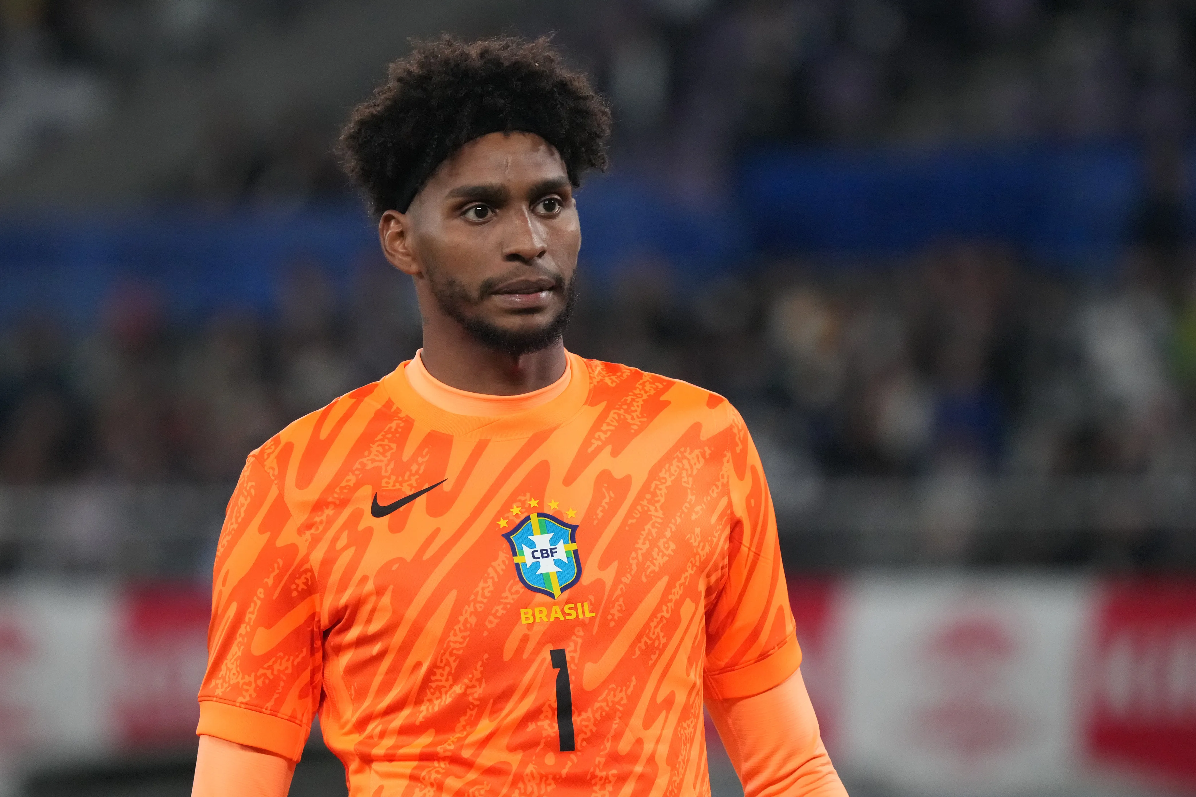 CHOFU, JAPAN – OCTOBER 14: Hugo Souza of Brazil in action during the international friendly match between Japan and Brazil at Tokyo Stadium on October 14, 2025 in Chofu, Tokyo, Japan. (Photo by Koji Watanabe/Getty Images)