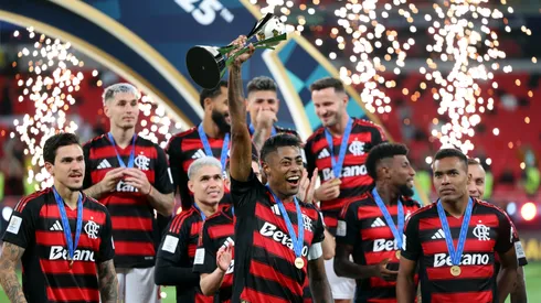 Bruno Henrique of CR Flamengo lifts the trophy after winning the FIFA Challenger Cup 2025 match between CR Flamengo and Pyramids FC at Ahmad Bin Ali Stadium on December 13, 2025 in Doha, Qatar. (Photo by Getty Images/Getty Images)