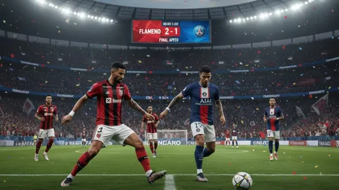 Flamengo e PSG disputam a grande final do Intercontinental. Foto: Gerada por IA