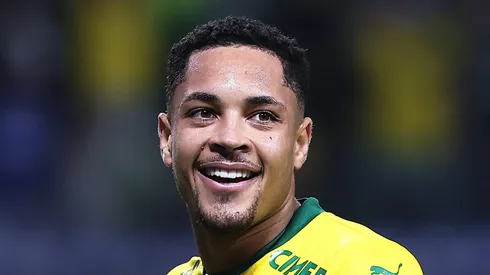 Vitor Roque jogador do Palmeiras durante partida contra o Fluminense no estadio Arena Allianz Parque pelo campeonato Brasileiro A 2025. Foto: Ettore Chiereguini/AGIF