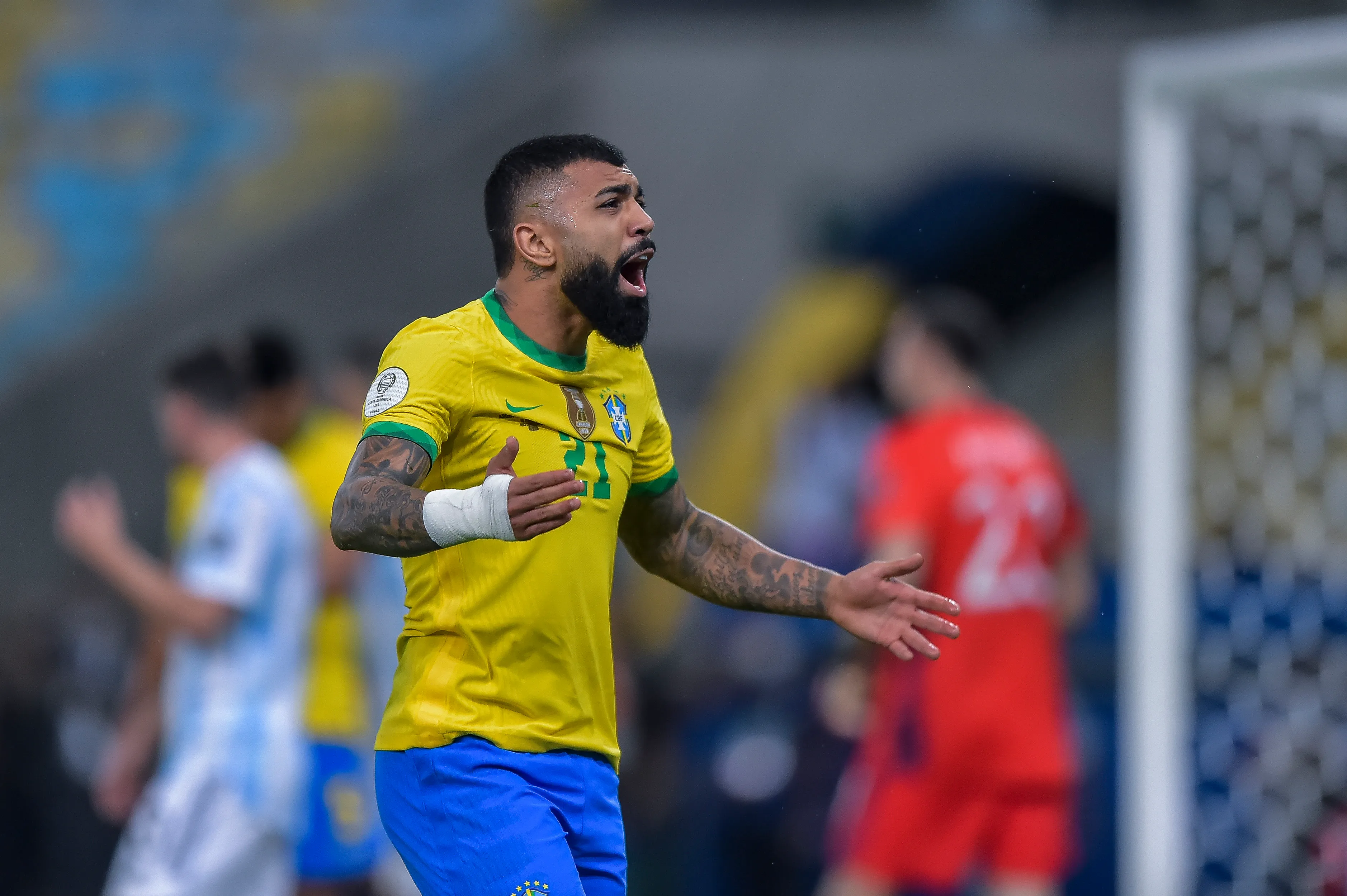 RJ – Rio de Janeiro – 10/07/2021 – COPA AMERICA 2021, FINAL, ARGENTINA X BRASIL – Gabigol jogador do Brasil durante partida contra o Argentina no estadio Maracana pelo campeonato Copa America 2021. Foto: Thiago Ribeiro/AGIF