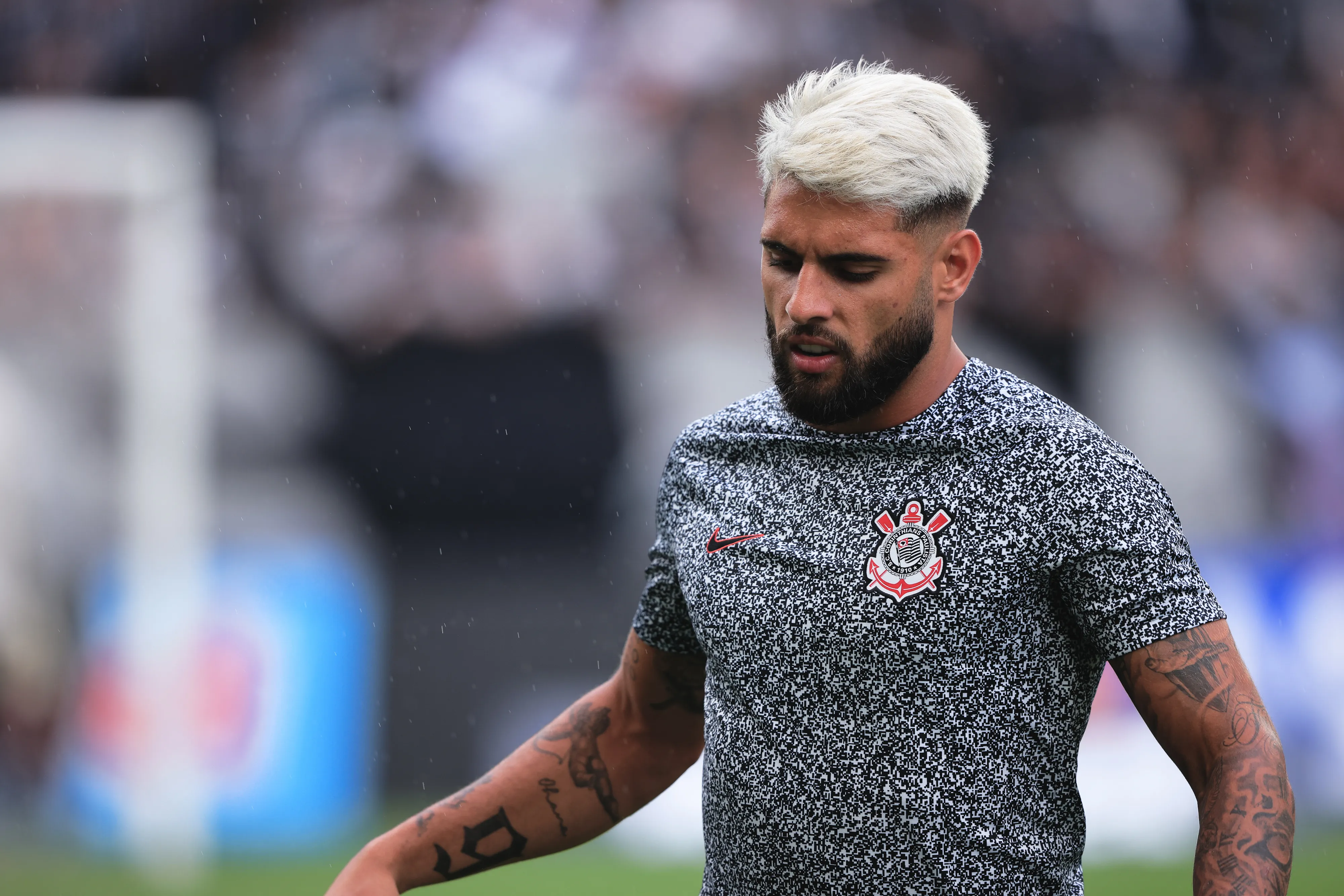 SP – SAO PAULO – 21/01/2024 – PAULISTA 2024, CORINTHIANS X GUARANI – Yuri Alberto jogador do Corinthians durante aquecimento antes da partida contra o Guarani no estadio Arena Corinthians pelo campeonato Paulista 2024. Foto: Ettore Chiereguini/AGIF