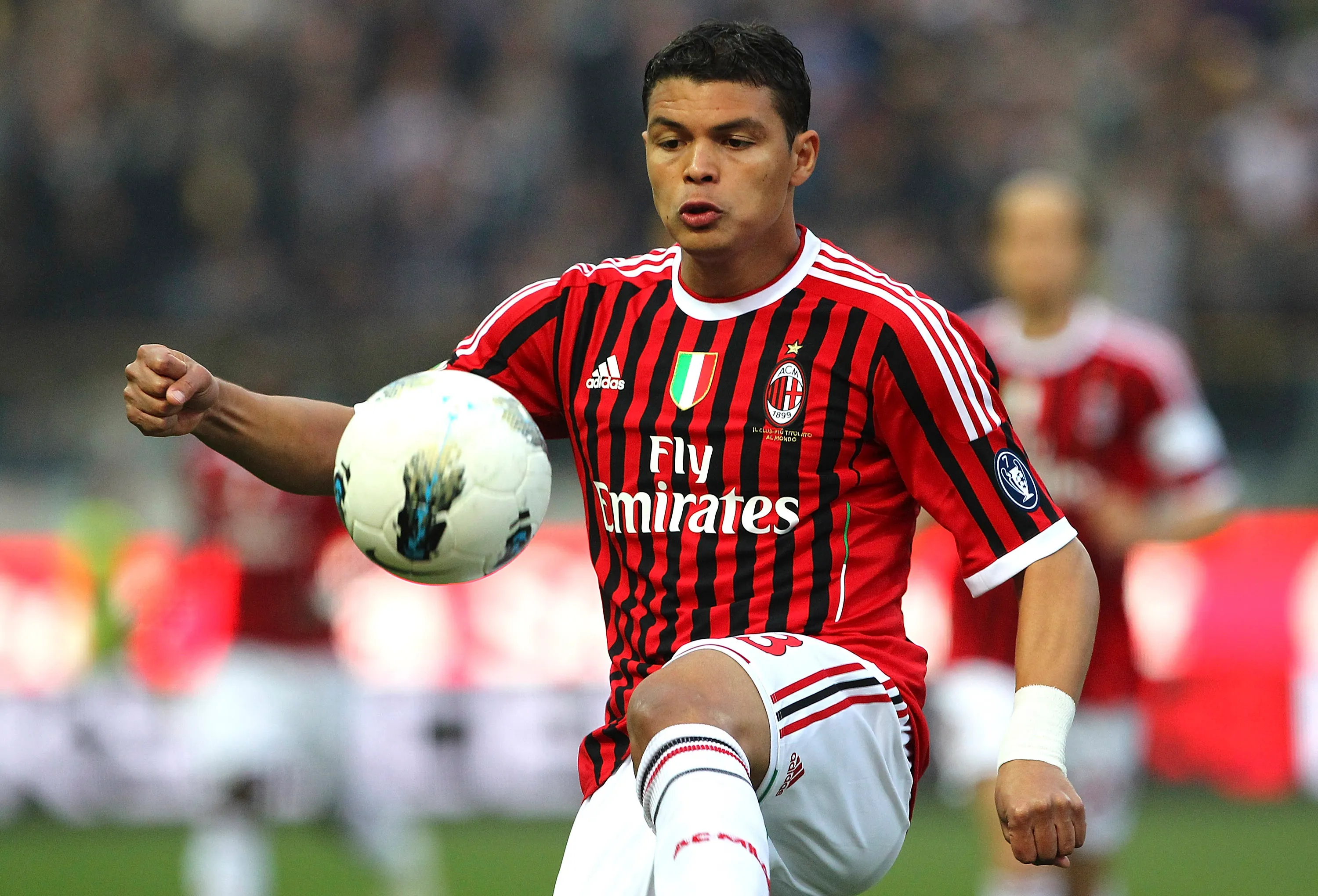 PARMA, ITALY – MARCH 17: Thiago Silva of AC Milan in action during the Serie A match between Parma FC and AC Milan at Stadio Ennio Tardini on March 17, 2012 in Parma, Italy. (Photo by Marco Luzzani/Getty Images)