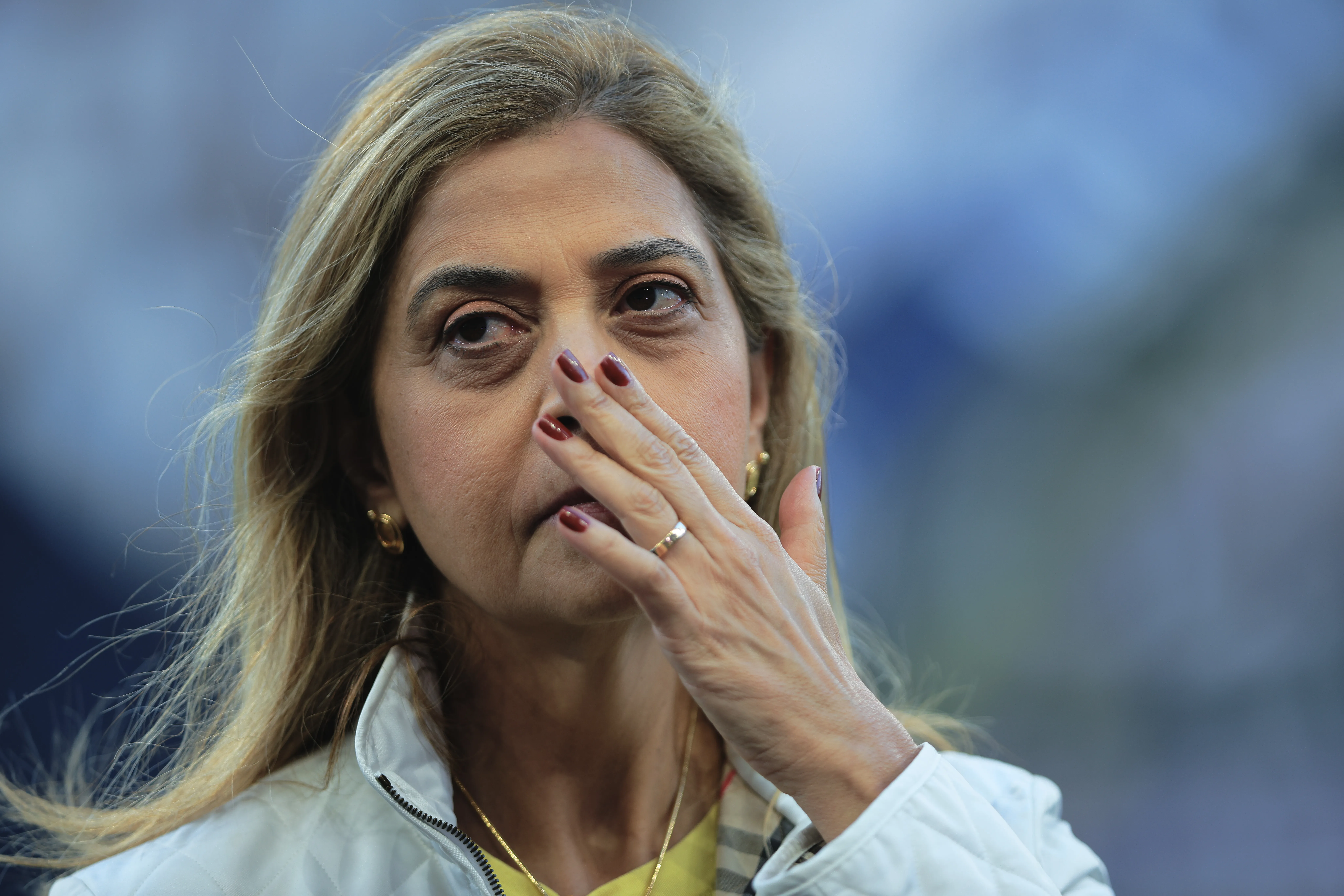 SP – SAO PAULO – 31/08/2025 – BRASILEIRO A 2025, CORINTHIANS X PALMEIRAS – leila pereira presidente do Palmeiras durante partida contra o Corinthians no estadio Arena Corinthians pelo campeonato Brasileiro A 2025. Foto: Ettore Chiereguini/AGIF
