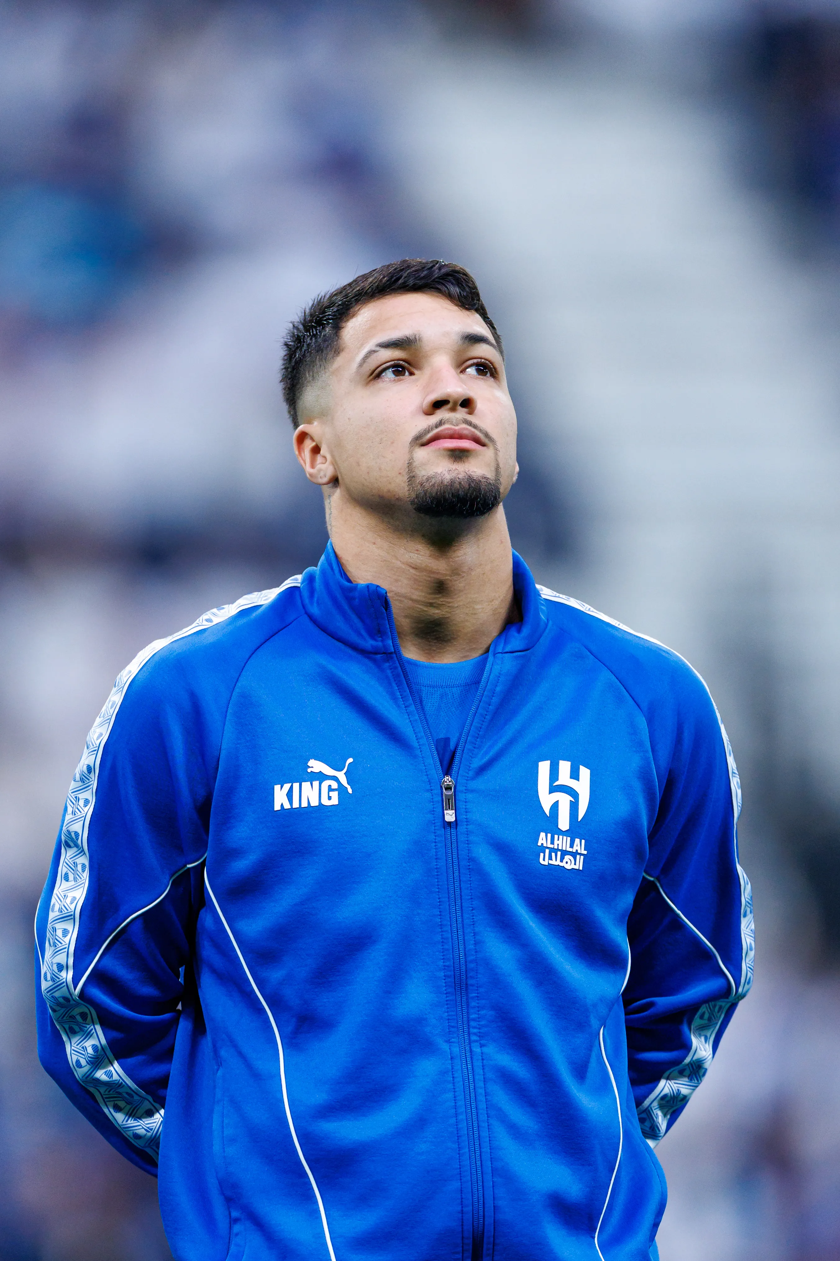 RIYADH, SAUDI ARABIA – OCTOBER 21: Marcos Leonardo of team Al-Hilal FC during lineup prior to the AFC Champions League Elite between Al Hilal and Al Sadd at Kingdom Arena on October 21, 2025 in Riyadh, Saudi Arabia. (Photo by Abdullah Ahmed/Getty Images)