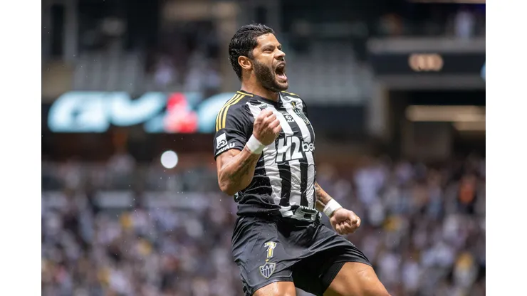 Hulk jogador do Atletico-MG comemora seu gol durante partida contra o Vasco no estadio Arena MRV pelo campeonato Brasileiro A 2025. Foto: Fernando Moreno/AGIF