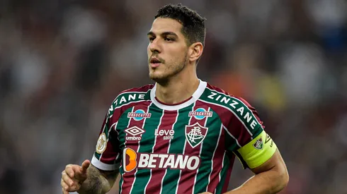 Nino jogador do Fluminense comemora seu gol durante partida contra o Cuiaba no estadio Maracana pelo campeonato BRASILEIRO A 2023.