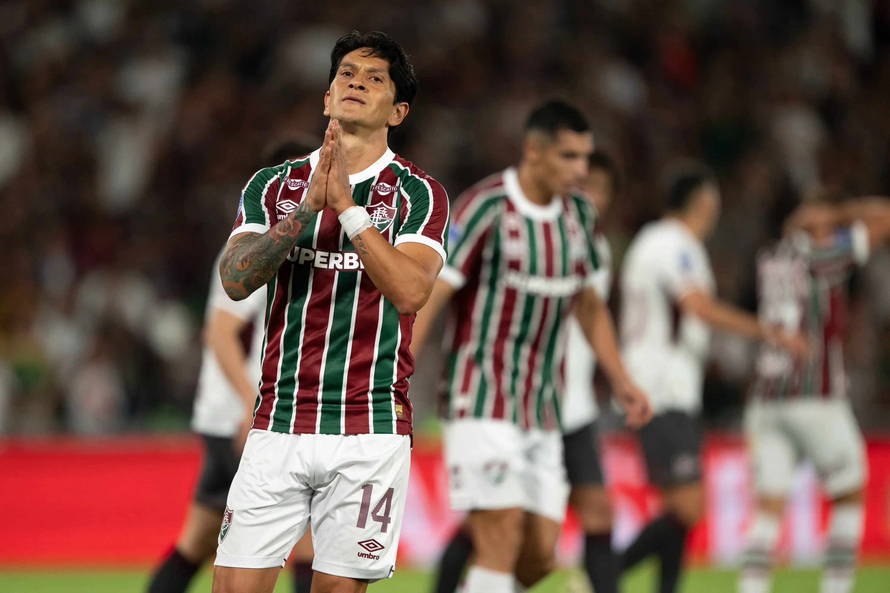 German Cano jogador do Fluminense lamenta durante partida contra o Lanus no estadio Maracana pelo campeonato Copa Sul-americana 2025. Foto: Jorge Rodrigues/AGIF