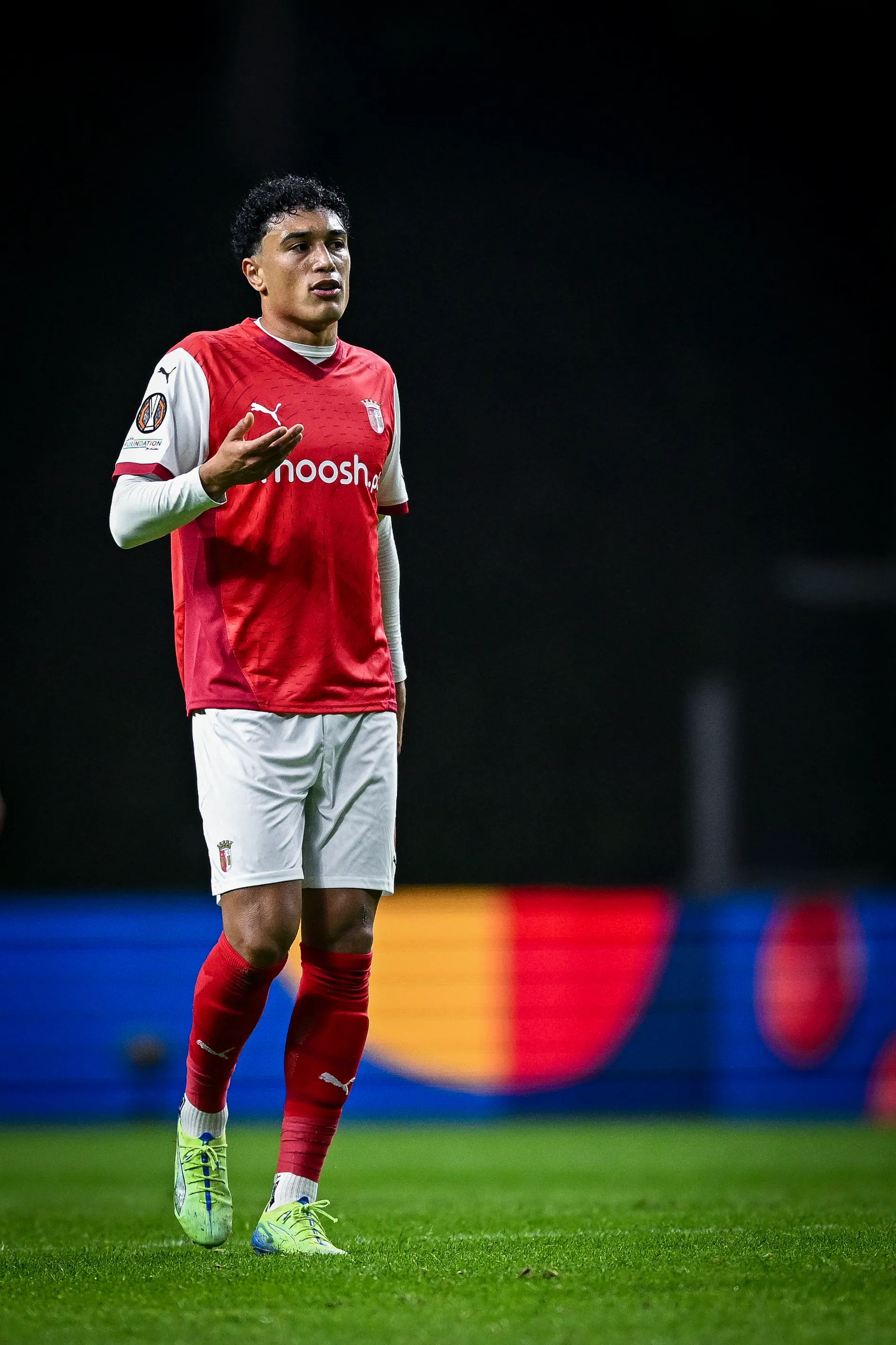 BRAGA, PORTUGAL – NOVEMBER 28: Vitor Carvalho of SC Braga in action during the UEFA Europa League 2024/25 League Phase MD5 match between SC Braga and TSG 1899 Hoffenheim at Estadio Municipal de Braga on November 28, 2024 in Braga, Portugal. (Photo by Octavio Passos/Getty Images)