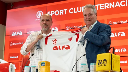 Alessandro Barcellos e Abel Braga, presidente e diretor esportivo do Internacional. Foto: Lucas Costa/Internacional