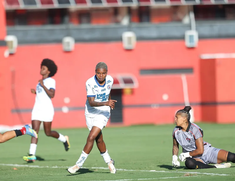 Rhaizza marcou o gol do triunfo do Bahia sobre o Vitória no jogo de ida da final do Baianão Feminino – Foto: Catarina Brandão/Bahia