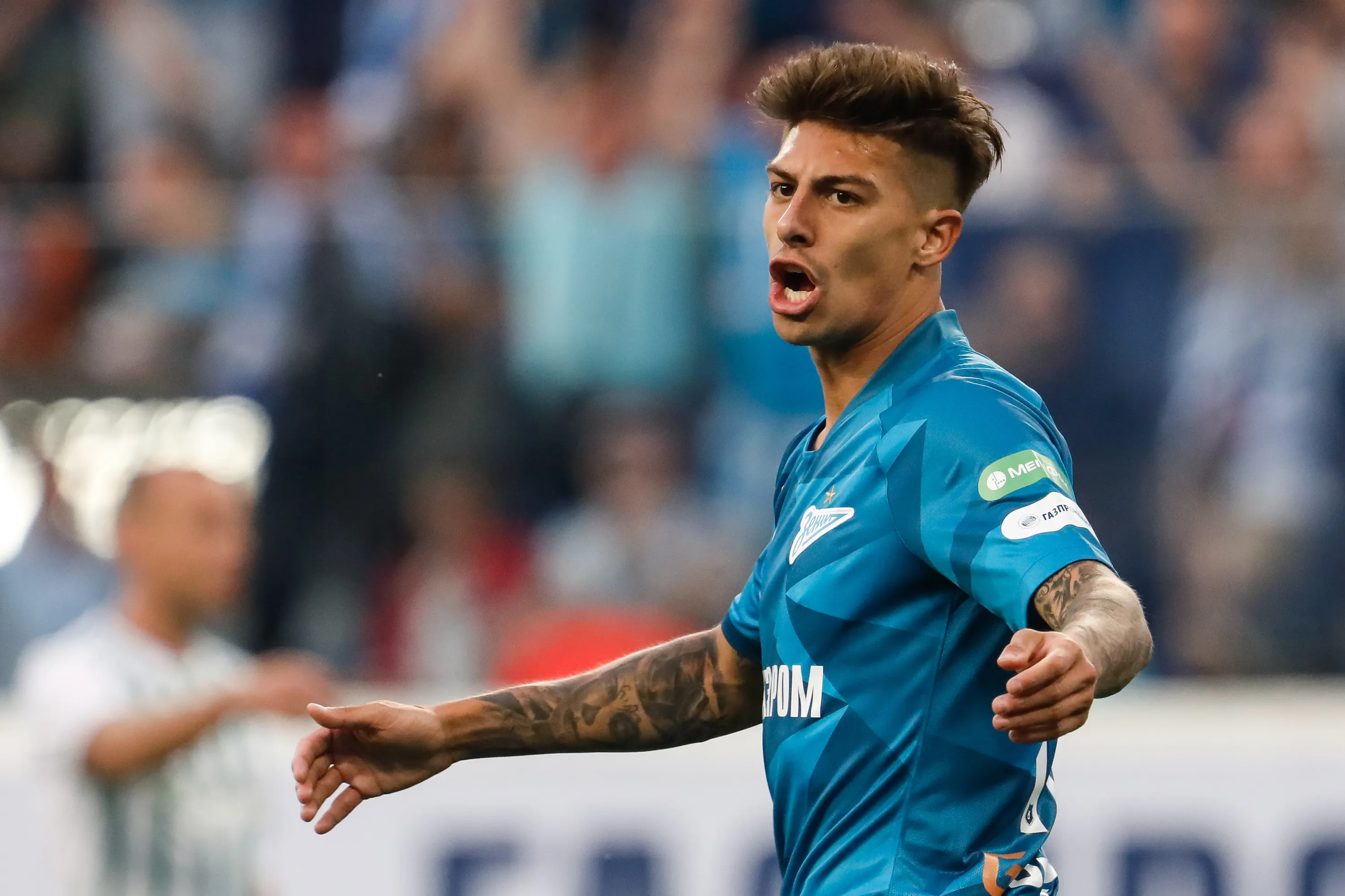 SAINT PETERSBURG, RUSSIA – AUGUST 17: Emiliano Rigoni of FC Zenit Saint Petersburg reacts during the Russian Premier League match between FC Zenit Saint Petersburg and FC Akhmat Grozny on August 17, 2019 in Saint Petersburg, Russia. (Photo by Epsilon/Getty Images)