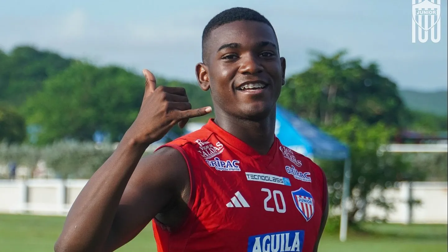 Foto: Divulgação/Júnior Barranquilla – Joel Canchimbo durante treinamento do Júnior Barranquilla.