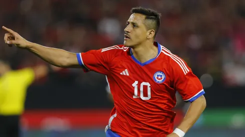 Alexis Sanchez of Chile celebrates after scoring the second goal of his team during an international friendly match against Paraguay at Estadio Monumental David Arellano on March 27, 2023 in Santiago, Chile. (Photo by Marcelo Hernandez/Getty Images)