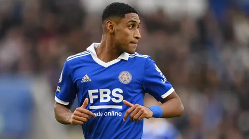 Tete of Leicester in action during the Premier League match between Leicester City and Tottenham Hotspur at The King Power Stadium on February 11, 2023 in Leicester, England.