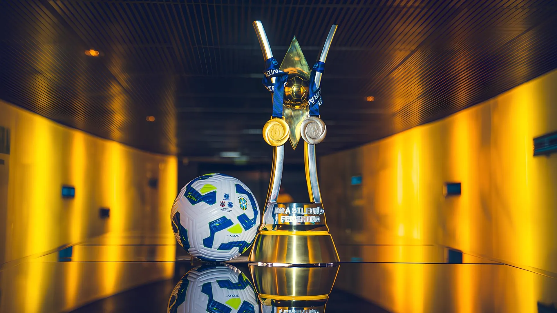 Medalha, bola e taça do Brasileirão Feminino