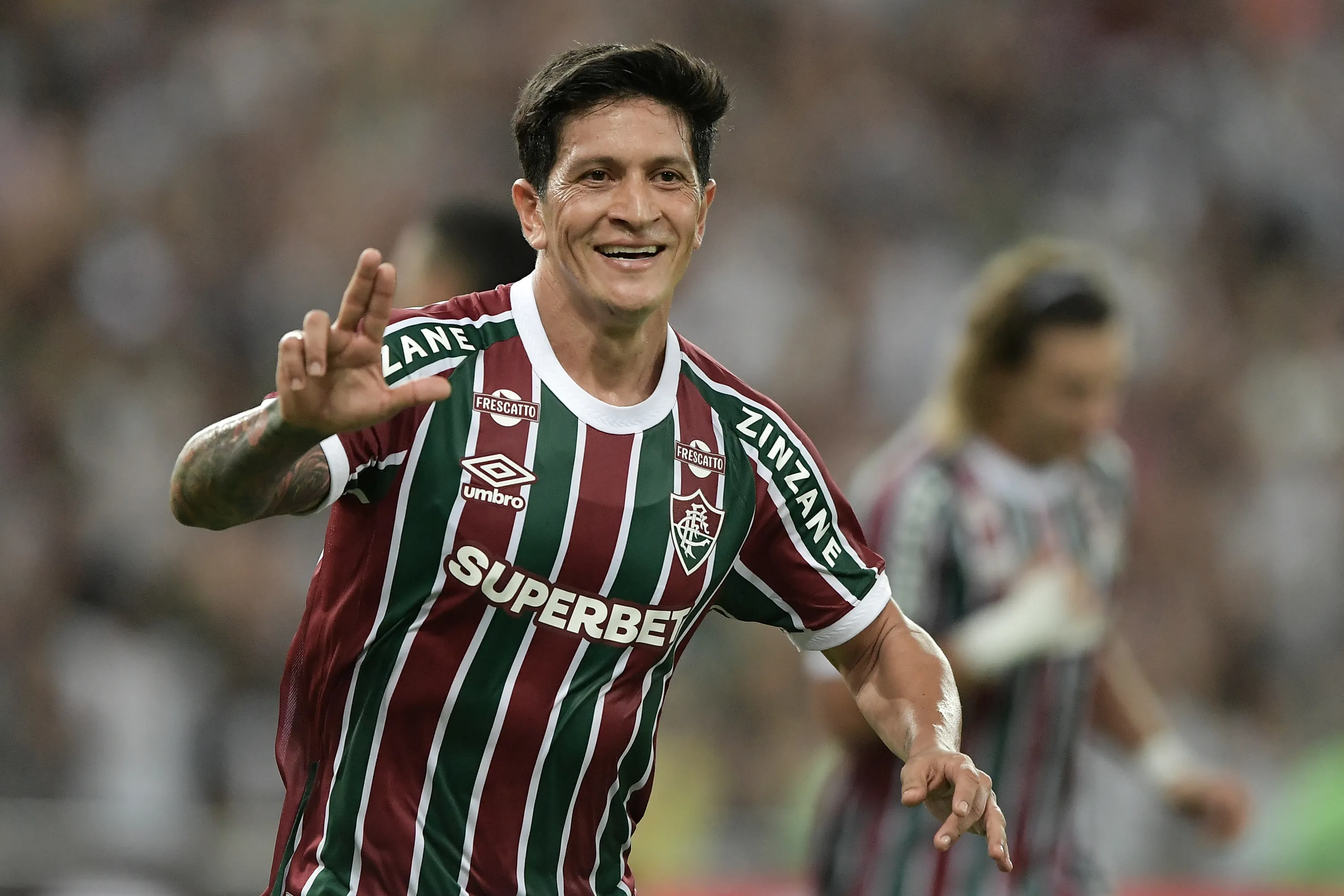 Germán Cano comemorando gol no Fluminense – Foto: Thiago Ribeiro/AGIF