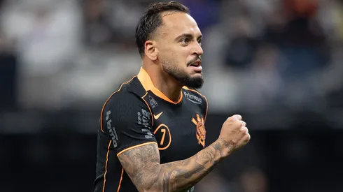 Maycon jogador do Corinthians comemora seu gol durante partida contra o Atletico-MG no estadio Arena Corinthians pelo campeonato Brasileiro A 2025. Foto: Joisel Amaral/AGIF