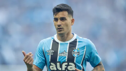 Franco Cristaldo jogador do Gremio durante partida contra o Mirassol no estadio Arena do Gremio pelo campeonato Brasileiro A 2025. Foto: Liamara Polli/AGIF