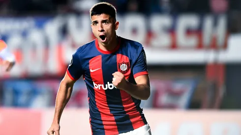 Alexis Cuello of San Lorenzo celebrates after scoring the team's first goal during the Copa CONMEBOL Libertadores 2024 Group F match between San Lorenzo and Independiente del Valle at Pedro Bidegain Stadium on May 9, 2024 in Buenos Aires, Argentina. (Photo by Rodrigo Valle/Getty Images)